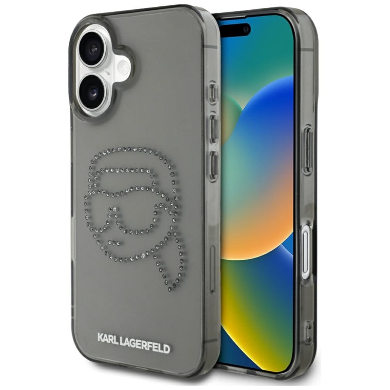 Karl Lagerfeld IML Rhinestones Karl Head - Etui do iPhone 16 (czarny)