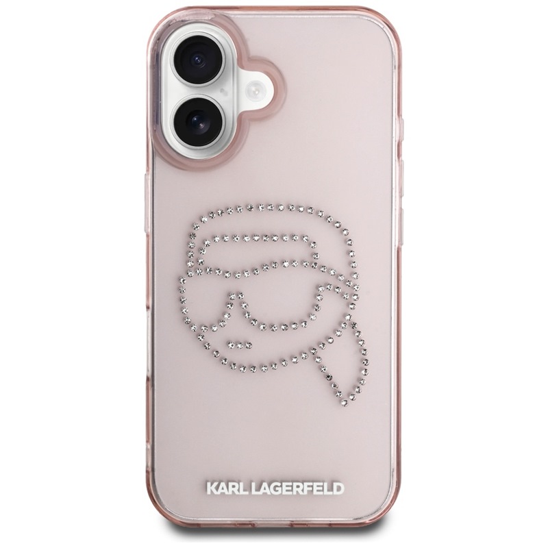 Karl Lagerfeld IML Rhinestones Karl Head - Etui do iPhone 16 (różowy)