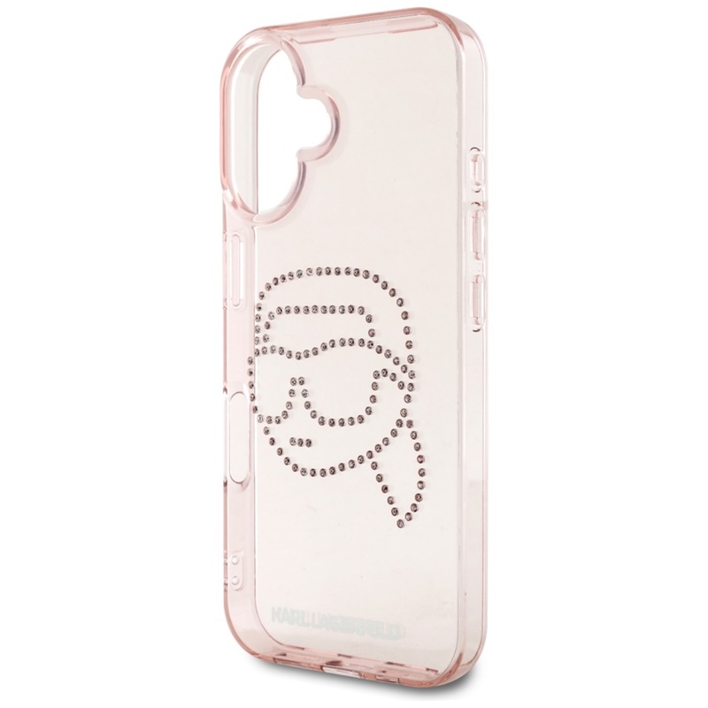 Karl Lagerfeld IML Rhinestones Karl Head - Etui do iPhone 16 (różowy)