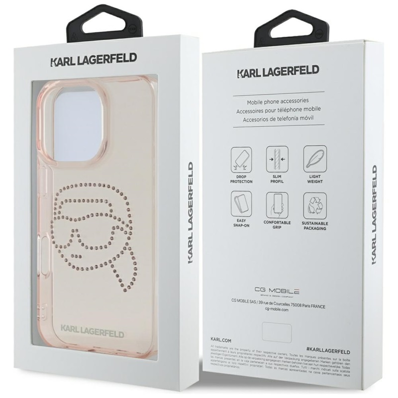 Karl Lagerfeld IML Rhinestones Karl Head - Etui do iPhone 16 Pro Max (różowy)