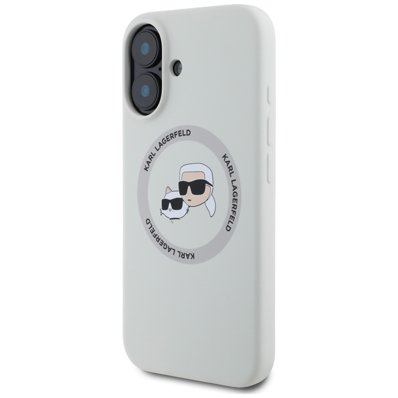 Karl Lagerfeld Silicone Double Heads And Circle MagSafe - Etui do iPhone 16 (beżowy)