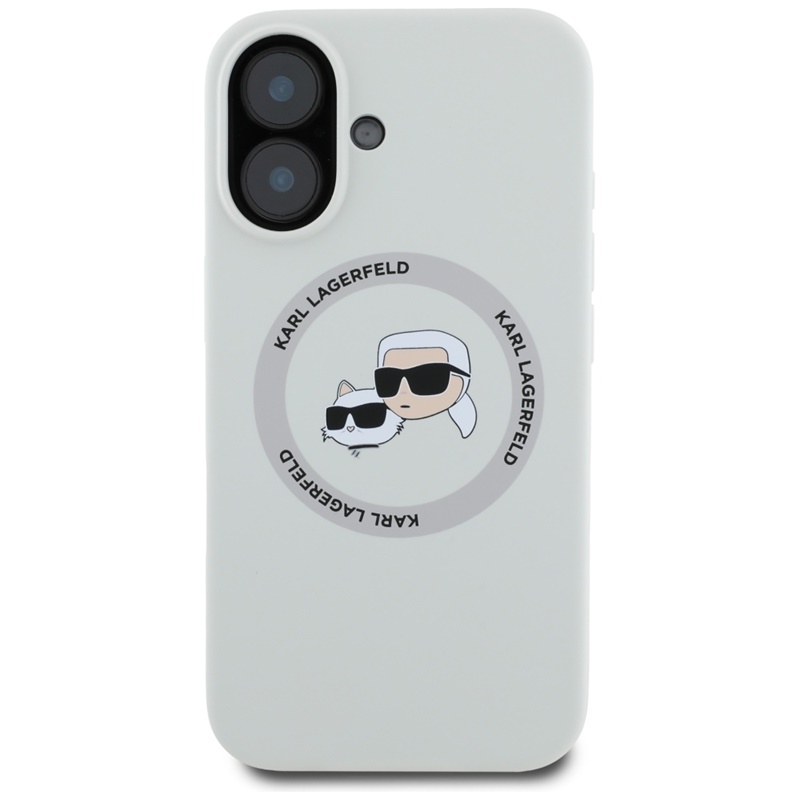 Karl Lagerfeld Silicone Double Heads And Circle MagSafe - Etui do iPhone 16 (beżowy)