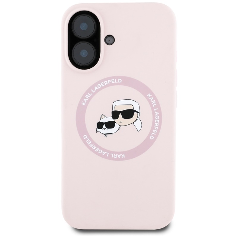 Karl Lagerfeld Silicone Double Heads And Circle MagSafe - Etui do iPhone 16 (różowy)