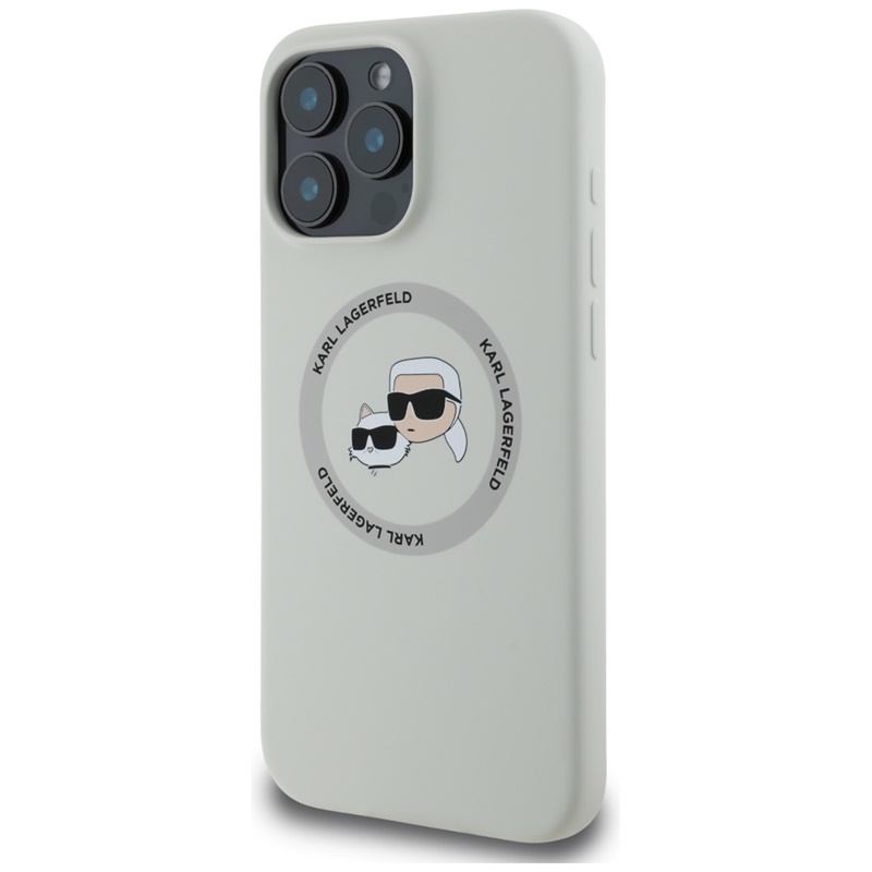 Karl Lagerfeld Silicone Double Heads And Circle MagSafe - Etui do iPhone 16 Pro Max (beżowy)