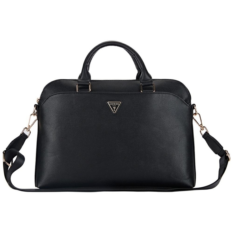 Guess Grained Zipper Pocket Triangle Logo - Torba na notebooka 15" (czarny)