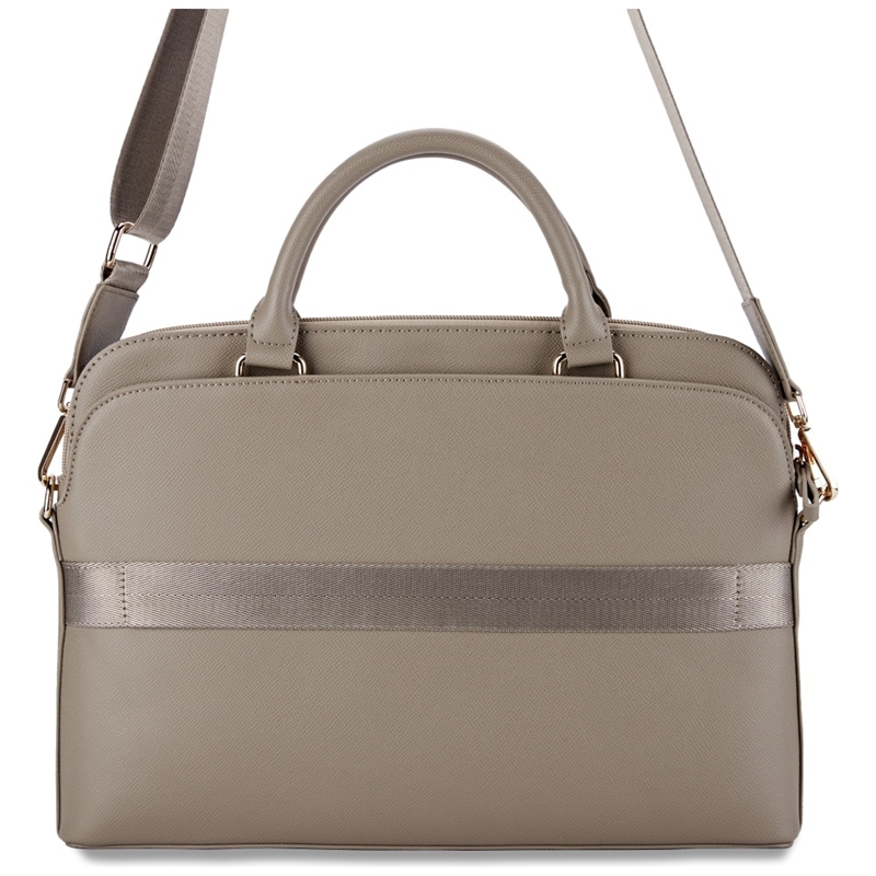 Guess Grained Zipper Pocket Triangle Logo - Torba na notebooka 15" (brązowy)