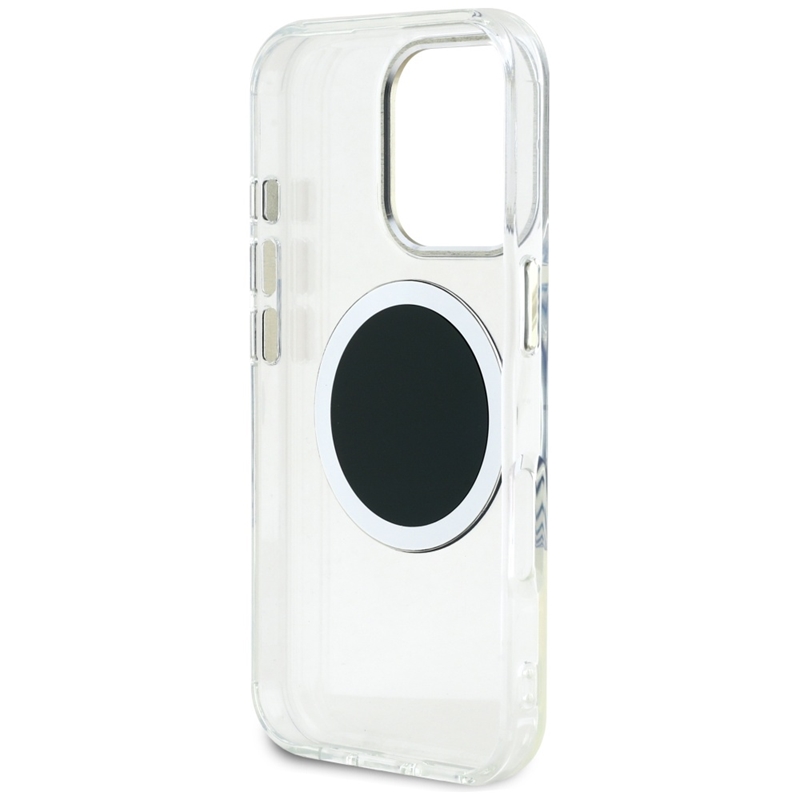 Guess IML Metal Colored Circle Classic Logo MagSafe - Etui do iPhone 16 Pro (czarny)