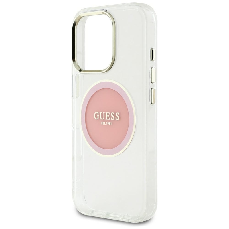 Guess IML Metal Colored Circle Classic Logo MagSafe - Etui do iPhone 16 Pro Max (różowy)
