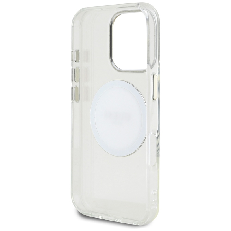 Guess IML Metal Colored Circle Classic Logo MagSafe - Etui do iPhone 16 Pro (biały)