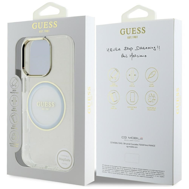 Guess IML Metal Colored Circle Classic Logo MagSafe - Etui do iPhone 16 Pro Max (biały)