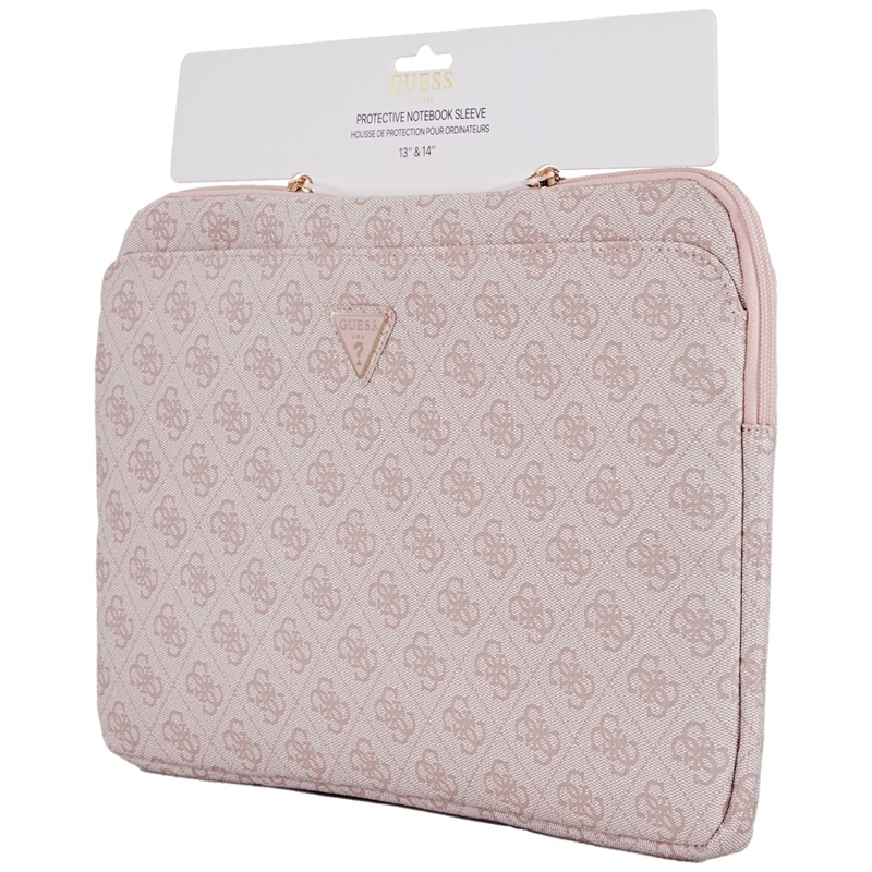 Guess 4G Zipper Pocket Triangle Logo Sleeve - Etui na notebooka 14" (różowy)