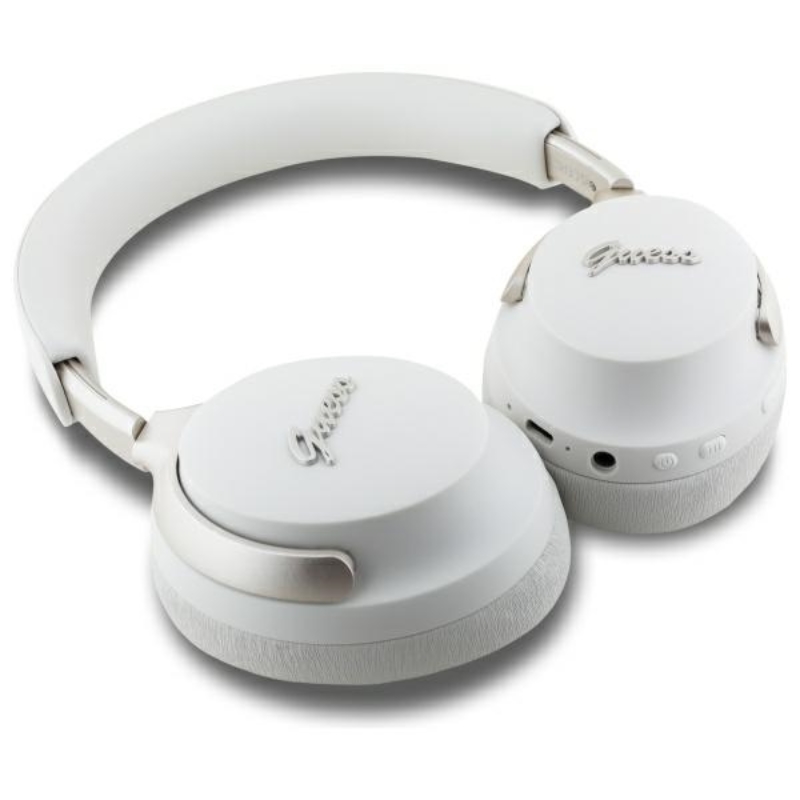 Guess Metal Script Logo - Bezprzewodowe słuchawki nauszne Bluetooth ANC + ENC (beżowy)