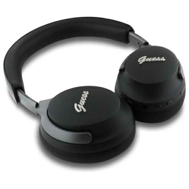 Guess Metal Script Logo - Bezprzewodowe słuchawki nauszne Bluetooth ANC + ENC (czarny)