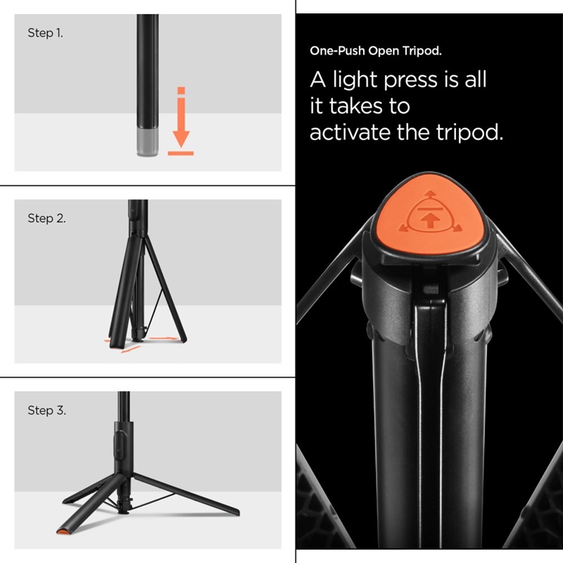 Spigen S541W Bluetooth Selfie Stick Tripod - Statyw na smartfon / uchwyt selfie stick (Black)