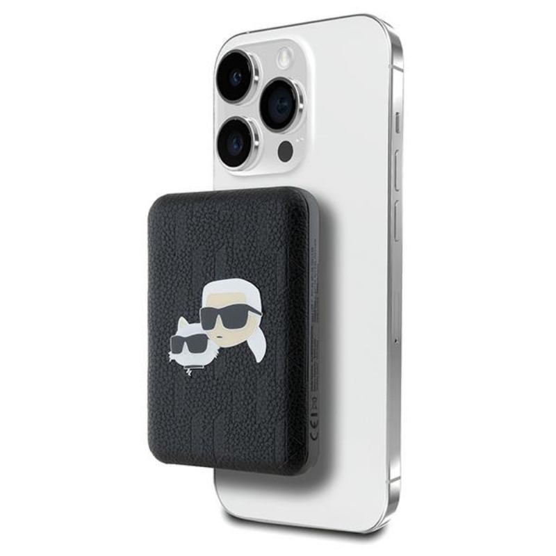 Karl Lagerfeld Karl & Choupette Head Pin MagSafe - Power Bank indukcyjny 5000 mAh 15W (czarny)