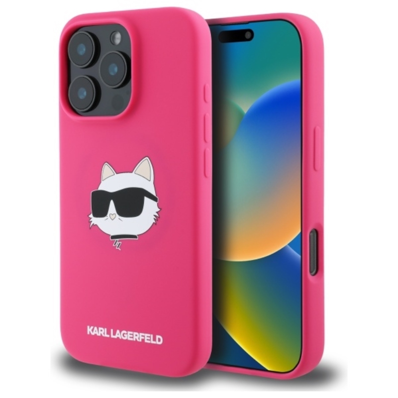 Karl Lagerfeld Silicone Choupette Head Print MagSafe - Etui iPhone 16 Pro (fuksja)