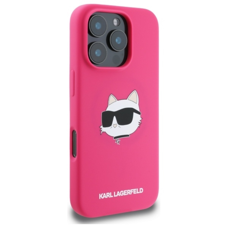 Karl Lagerfeld Silicone Choupette Head Print MagSafe - Etui iPhone 16 Pro (fuksja)