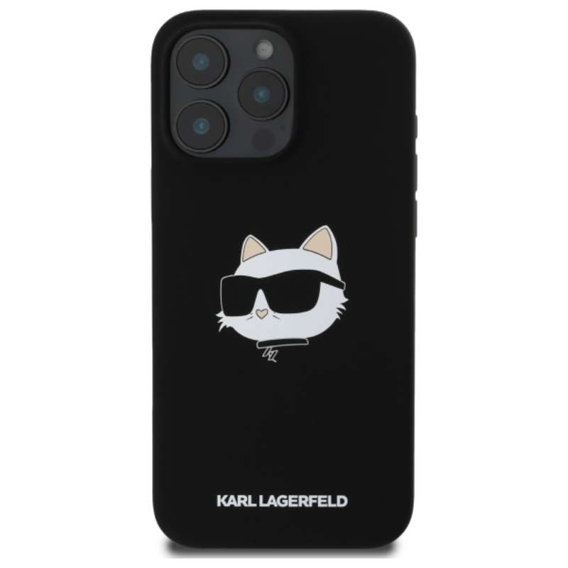 Karl Lagerfeld Silicone Choupette Head Print MagSafe - Etui iPhone 16 Pro (czarny)
