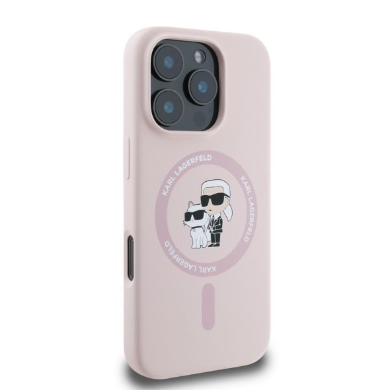 Karl Lagerfeld Silicone Karl & Choupette Ring MagSafe - Etui iPhone 16 Pro (różowy)