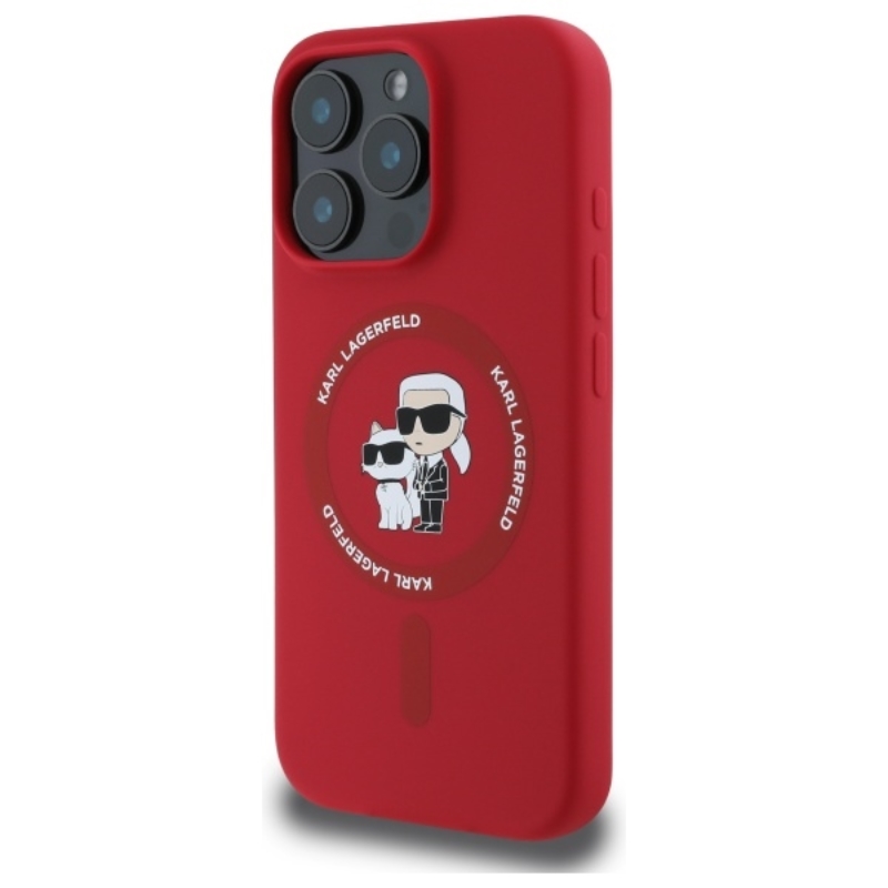 Karl Lagerfeld Silicone Karl & Choupette Ring MagSafe - Etui iPhone 16 Pro (czerwony)