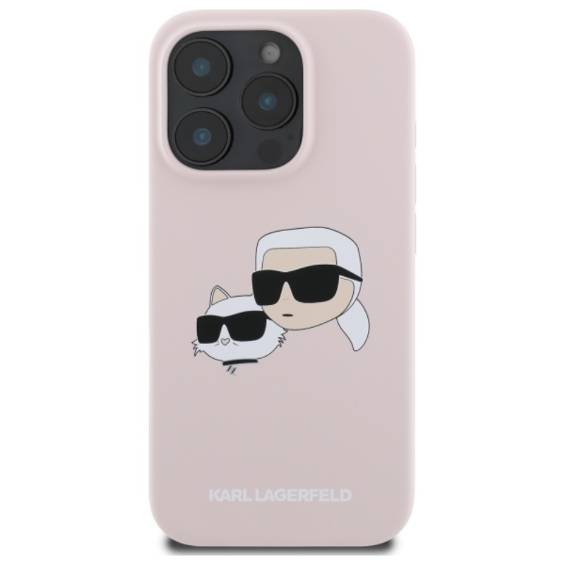 Karl Lagerfeld Silicone Double Heads Print MagSafe - Etui iPhone 16 Pro (różowy)