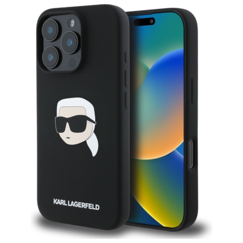 Karl Lagerfeld Silicone Karl Head Print MagSafe - Etui iPhone 16 Pro (czarny)