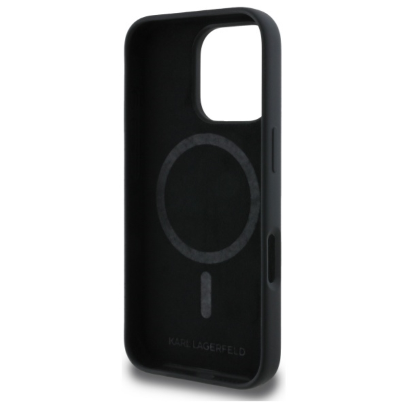 Karl Lagerfeld Silicone Karl Head Print MagSafe - Etui iPhone 16 Pro (czarny)