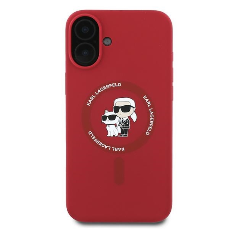 Karl Lagerfeld Silicone Karl & Choupette Ring MagSafe - Etui iPhone 16 Plus (czerwony)