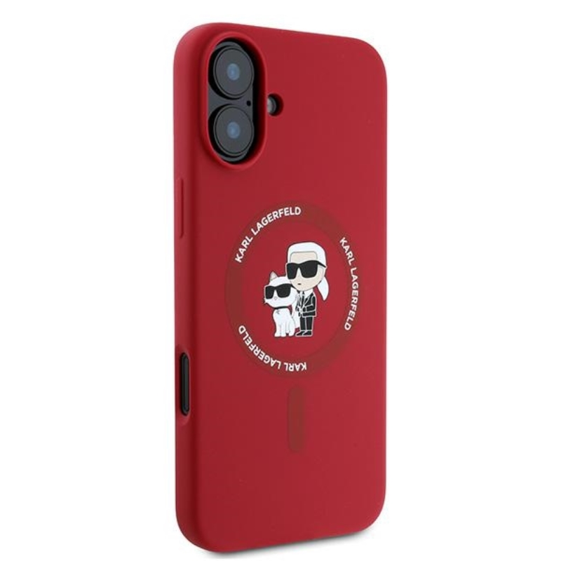 Karl Lagerfeld Silicone Karl & Choupette Ring MagSafe - Etui iPhone 16 Plus (czerwony)