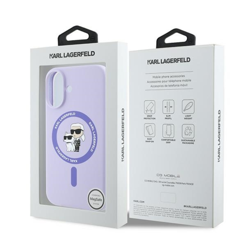Karl Lagerfeld Silicone Karl & Choupette Ring MagSafe - Etui iPhone 16 Plus (fioletowy)