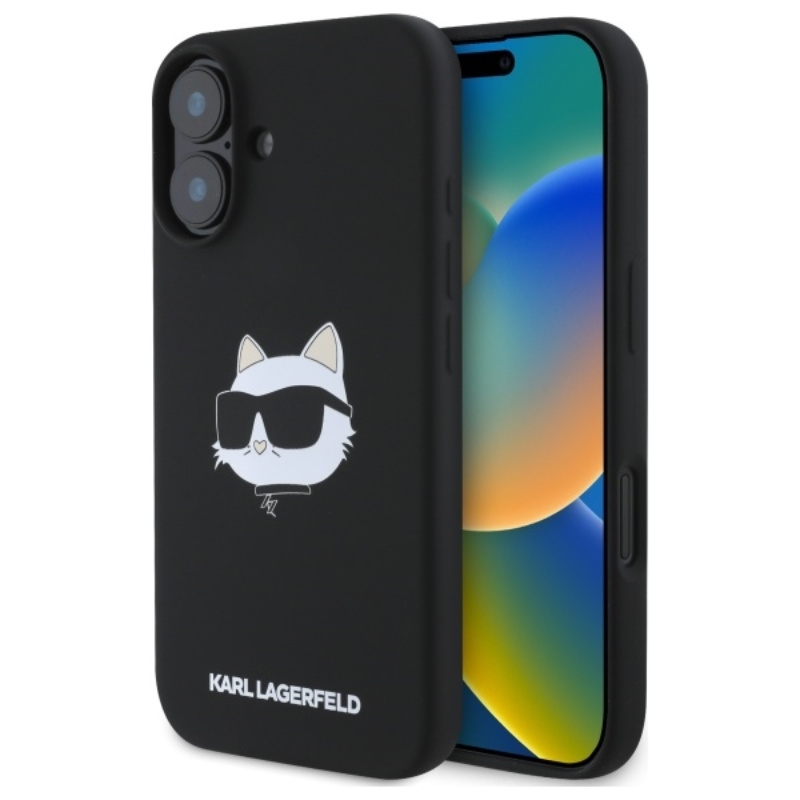 Karl Lagerfeld Silicone Choupette Head Print MagSafe - Etui iPhone 16 (czarny)