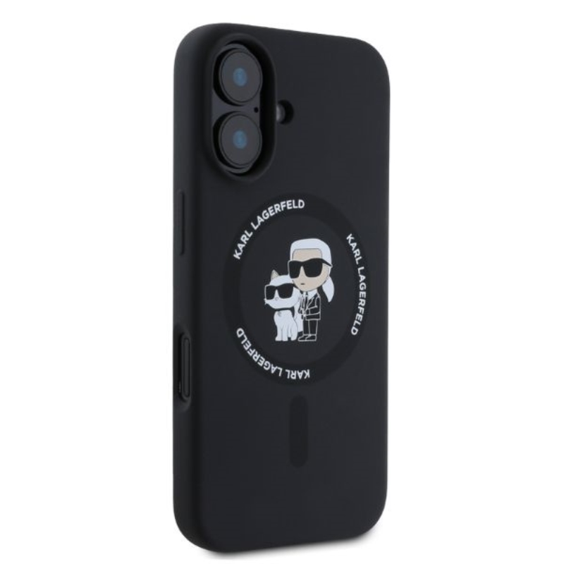 Karl Lagerfeld Silicone Karl & Choupette Ring MagSafe - Etui iPhone 16 (czarny)
