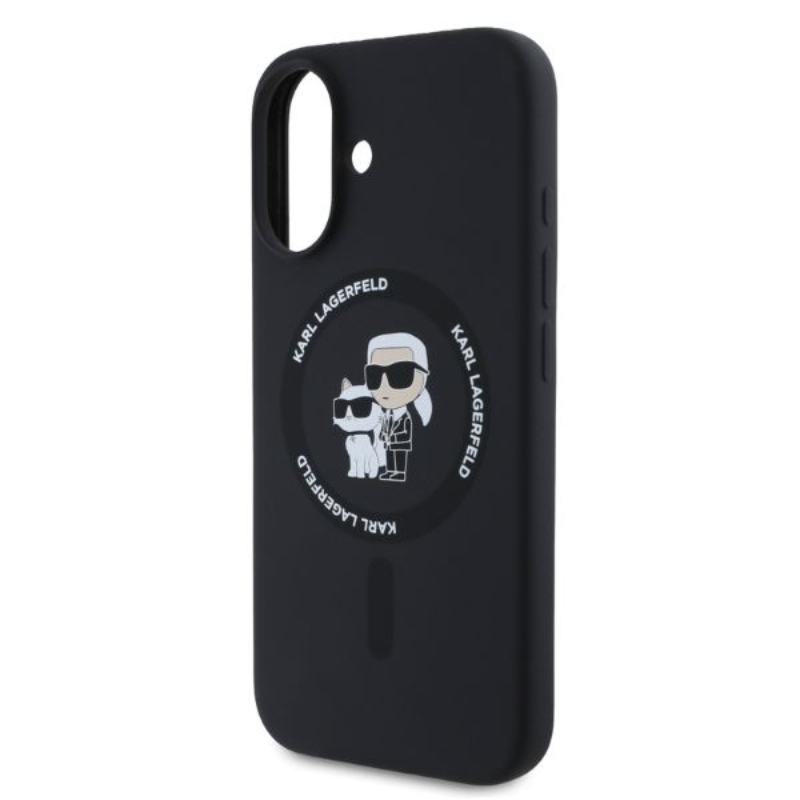 Karl Lagerfeld Silicone Karl & Choupette Ring MagSafe - Etui iPhone 16 (czarny)