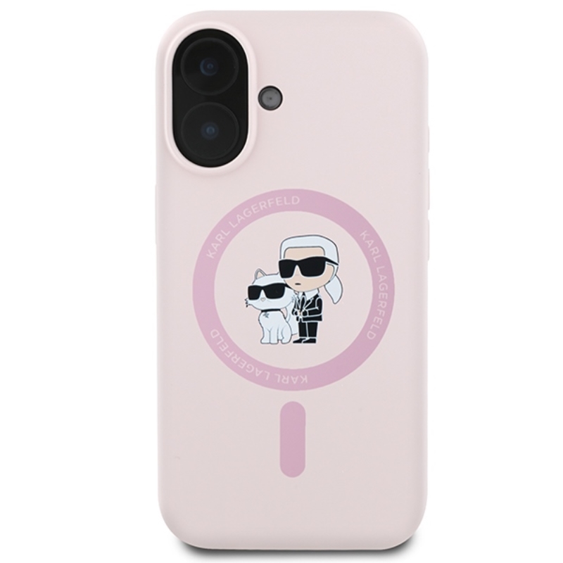 Karl Lagerfeld Silicone Karl & Choupette Ring MagSafe - Etui iPhone 16 (różowy)