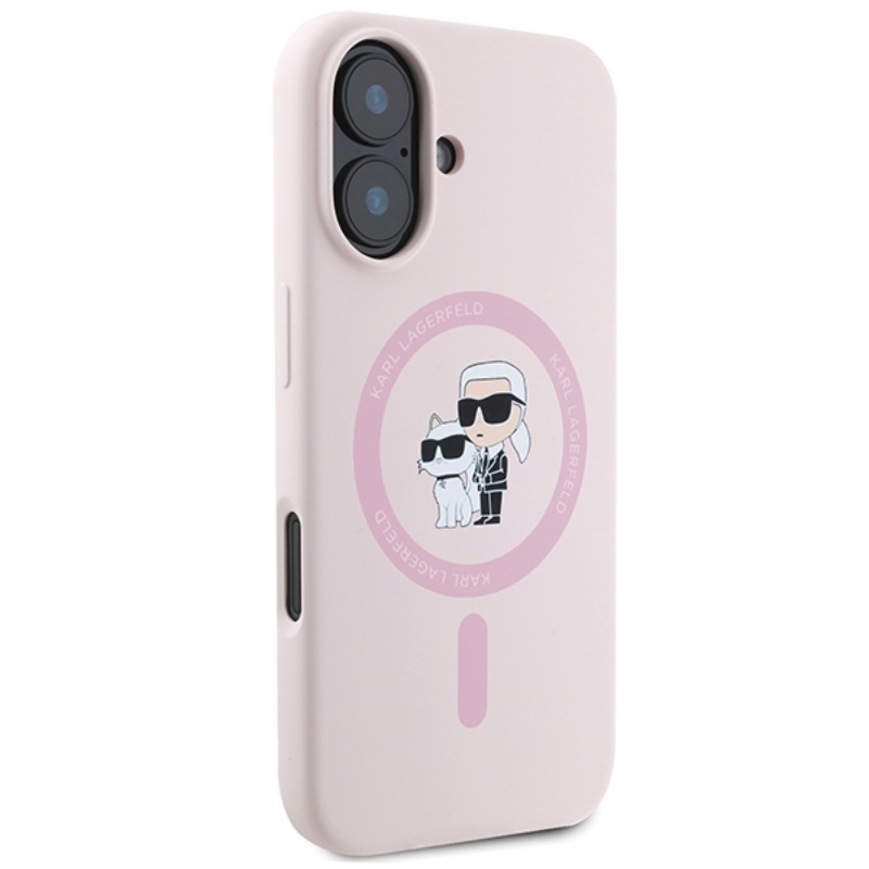 Karl Lagerfeld Silicone Karl & Choupette Ring MagSafe - Etui iPhone 16 (różowy)
