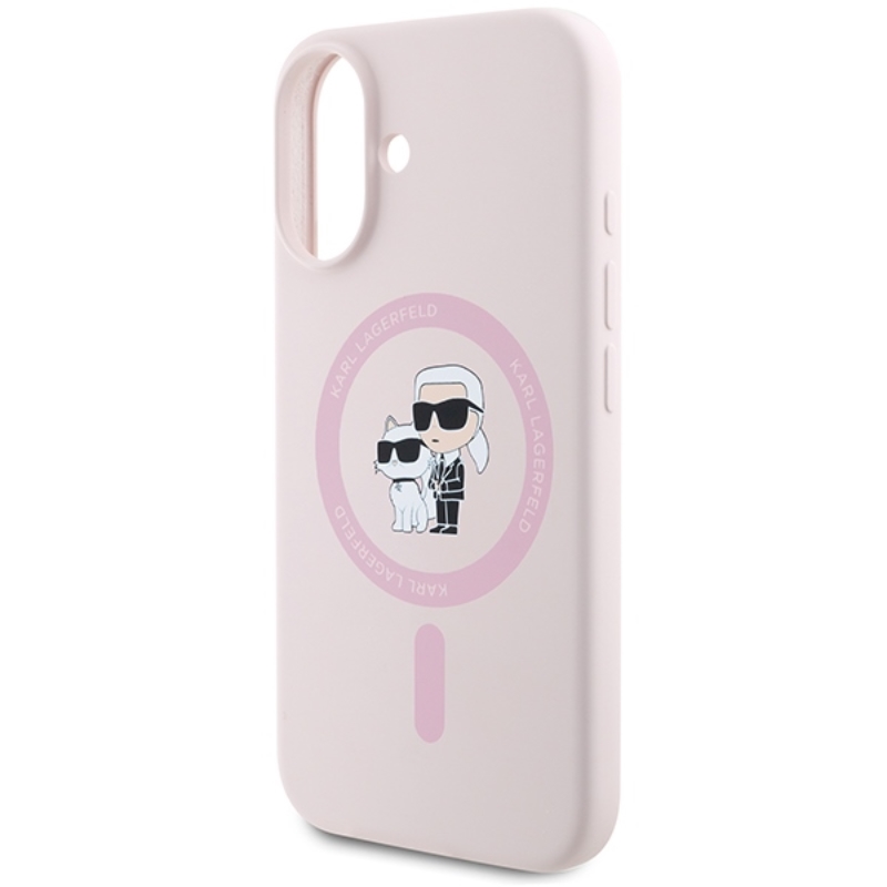 Karl Lagerfeld Silicone Karl & Choupette Ring MagSafe - Etui iPhone 16 (różowy)