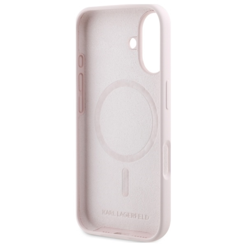 Karl Lagerfeld Silicone Double Heads Print MagSafe - Etui iPhone 16 (różowy)