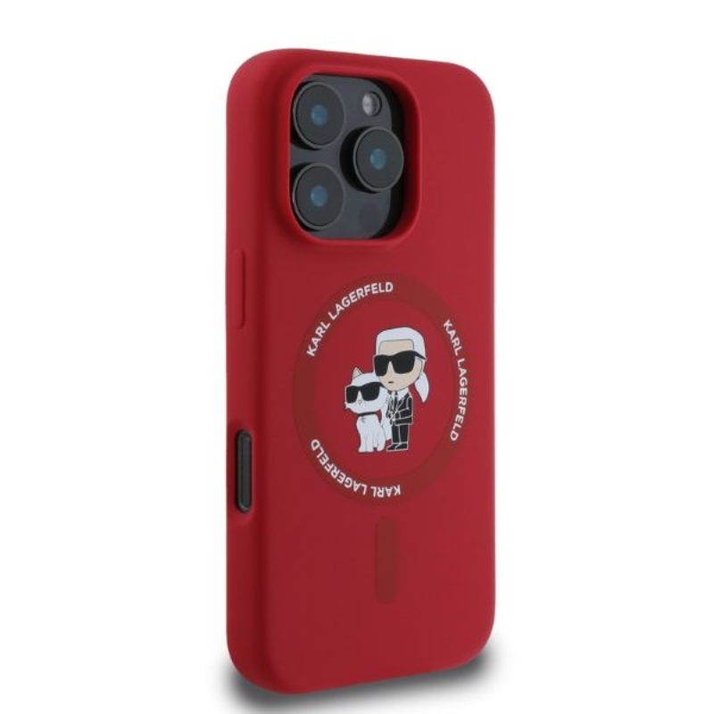 Karl Lagerfeld Silicone Karl & Choupette Ring MagSafe - Etui iPhone 16 Pro Max (czerwony)