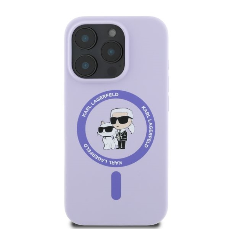 Karl Lagerfeld Silicone Karl & Choupette Ring MagSafe - Etui iPhone 16 Pro Max (fioletowy)