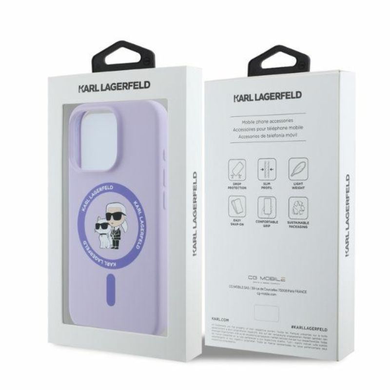 Karl Lagerfeld Silicone Karl & Choupette Ring MagSafe - Etui iPhone 16 Pro Max (fioletowy)