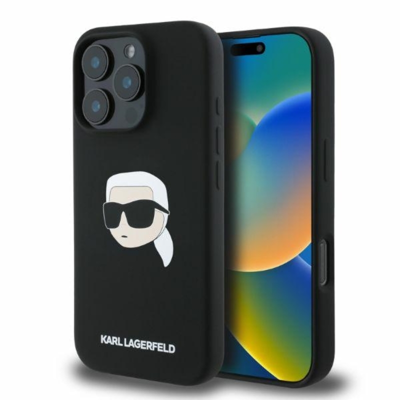 Karl Lagerfeld Silicone Karl Head Print MagSafe - Etui iPhone 16 Pro Max (czarny)