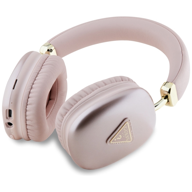 Guess Metallic Triangle Logo - Bezprzewodowe słuchawki nauszne Bluetooth V5.3 (różowy)