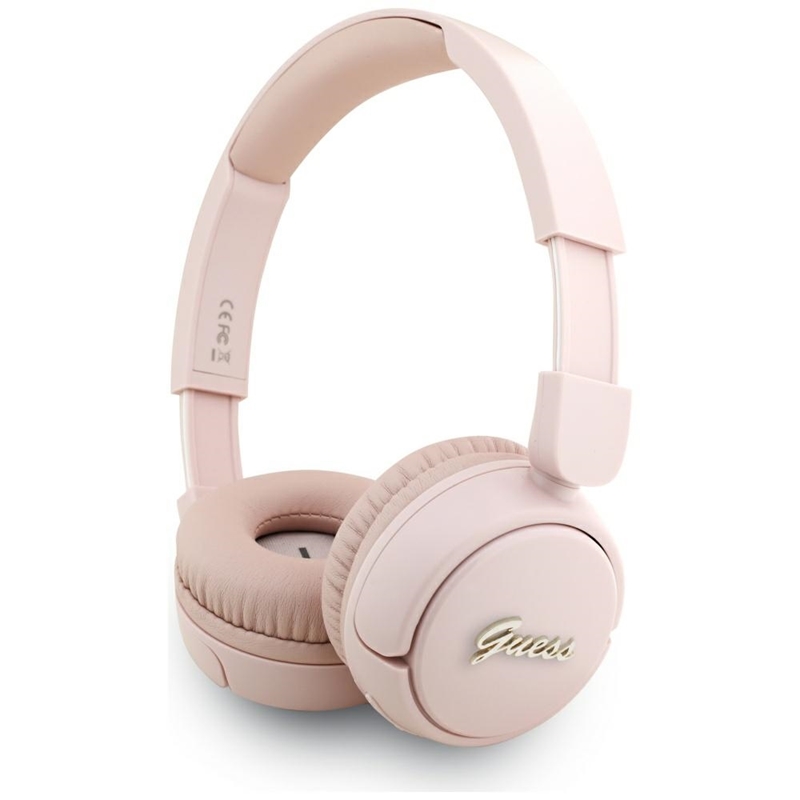 Guess Metal Logo Script - Bezprzewodowe słuchawki nauszne Bluetooth V5.3 (różowy)