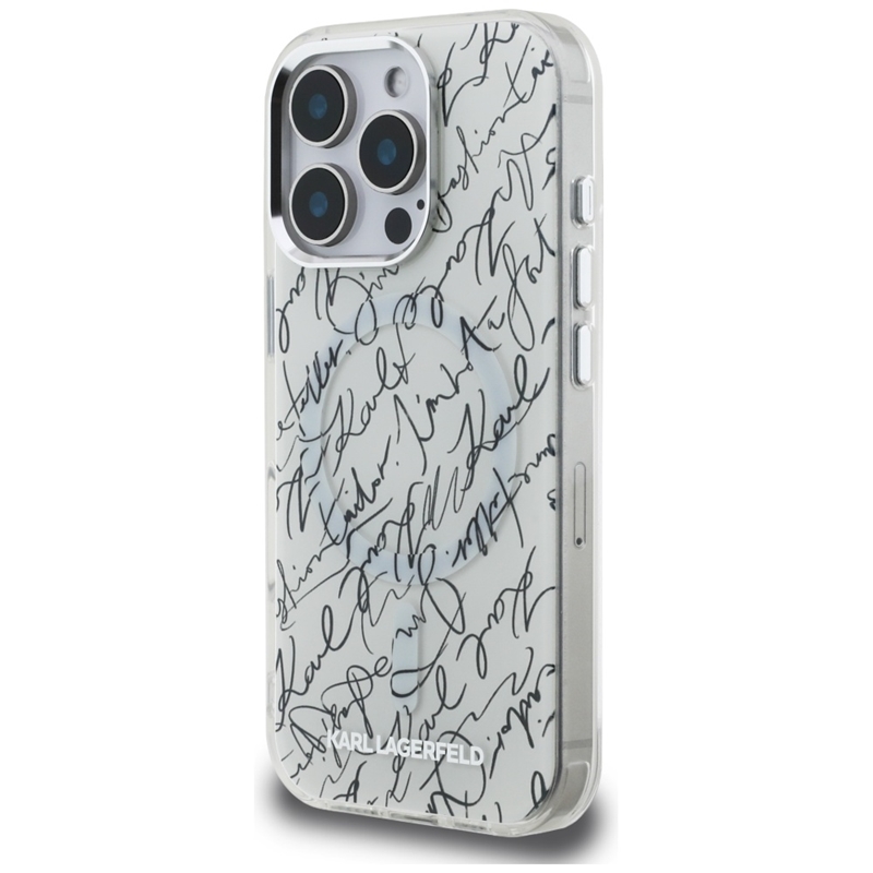 Karl Lagerfeld IML Karl Script Pattern MagSafe - Etui iPhone 16 Pro Max (biały)