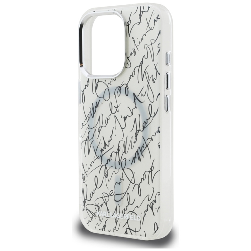 Karl Lagerfeld IML Karl Script Pattern MagSafe - Etui iPhone 16 Pro Max (biały)
