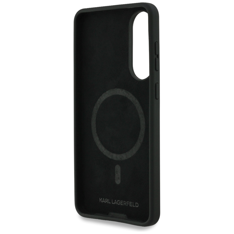 Karl Lagerfeld Silicone Double Heads And Circle MagSafe - Etui Samsung Galaxy S25 Edge (czarny)