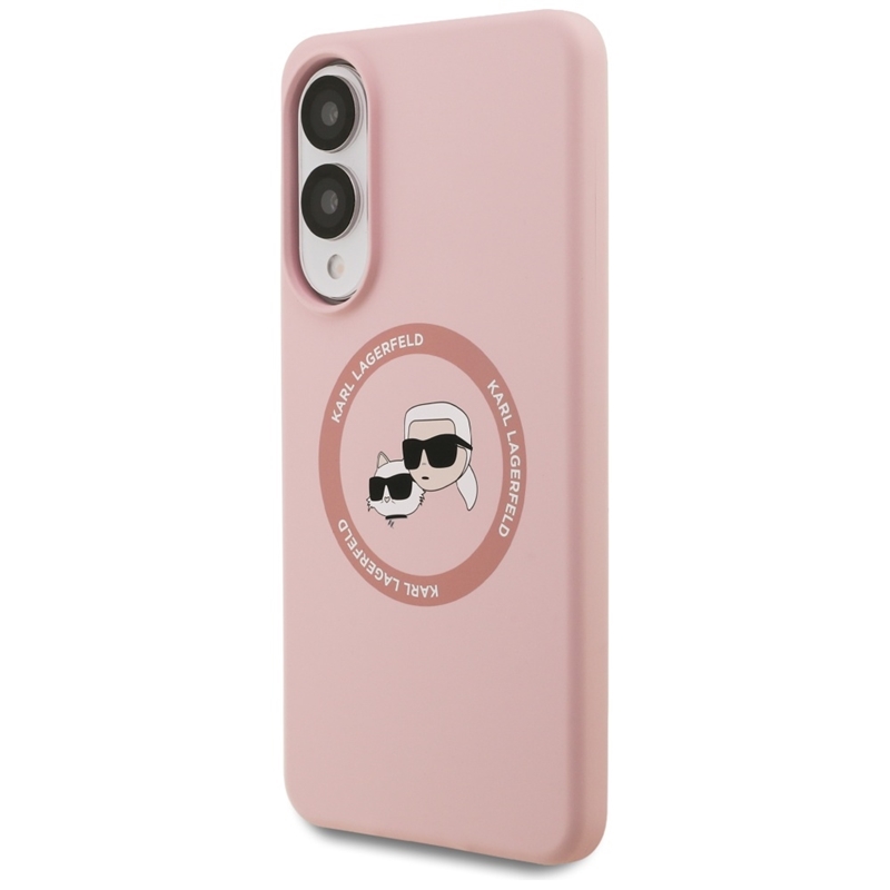 Karl Lagerfeld Silicone Double Heads And Circle MagSafe - Etui Samsung Galaxy S25 Edge (różowy)