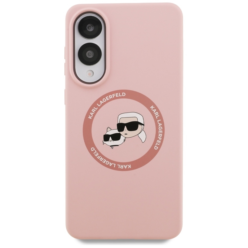 Karl Lagerfeld Silicone Double Heads And Circle MagSafe - Etui Samsung Galaxy S25 Edge (różowy)