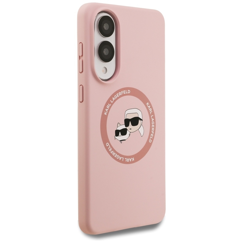 Karl Lagerfeld Silicone Double Heads And Circle MagSafe - Etui Samsung Galaxy S25 Edge (różowy)