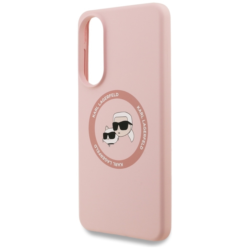 Karl Lagerfeld Silicone Double Heads And Circle MagSafe - Etui Samsung Galaxy S25 Edge (różowy)
